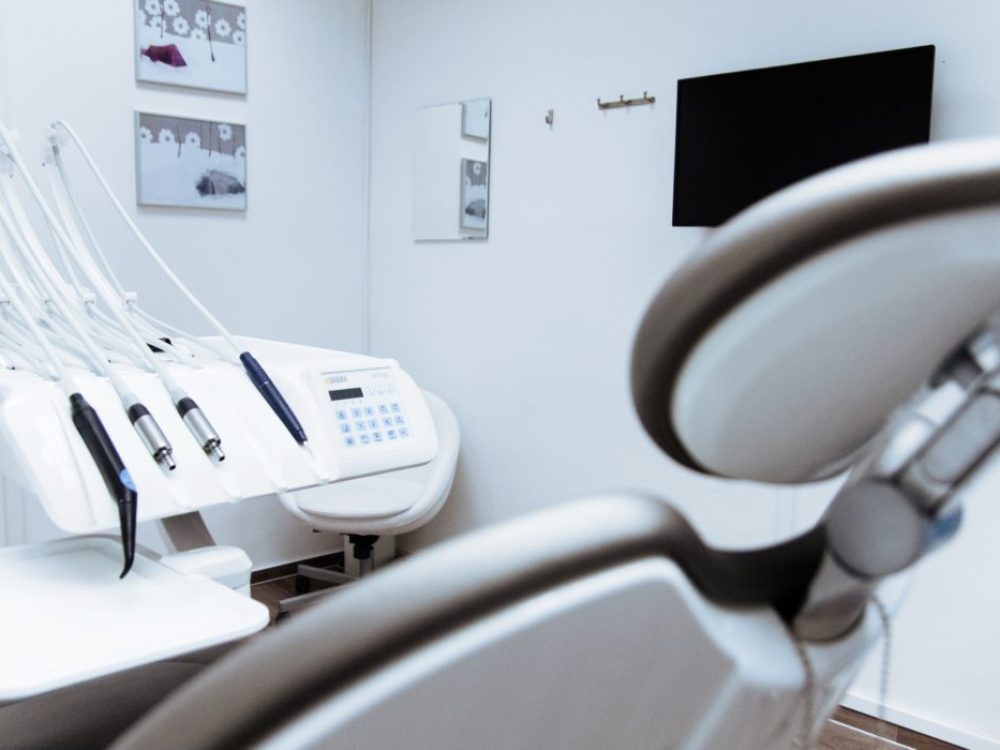 dental office chair in newly renovated and modern dental office