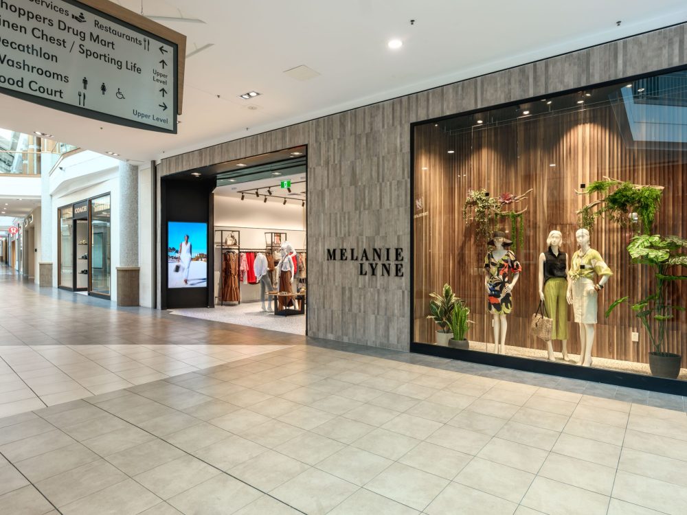Front of Newly Built Retail Store for Melanie Lyne located in Burlington, ON at Mapleview Mall