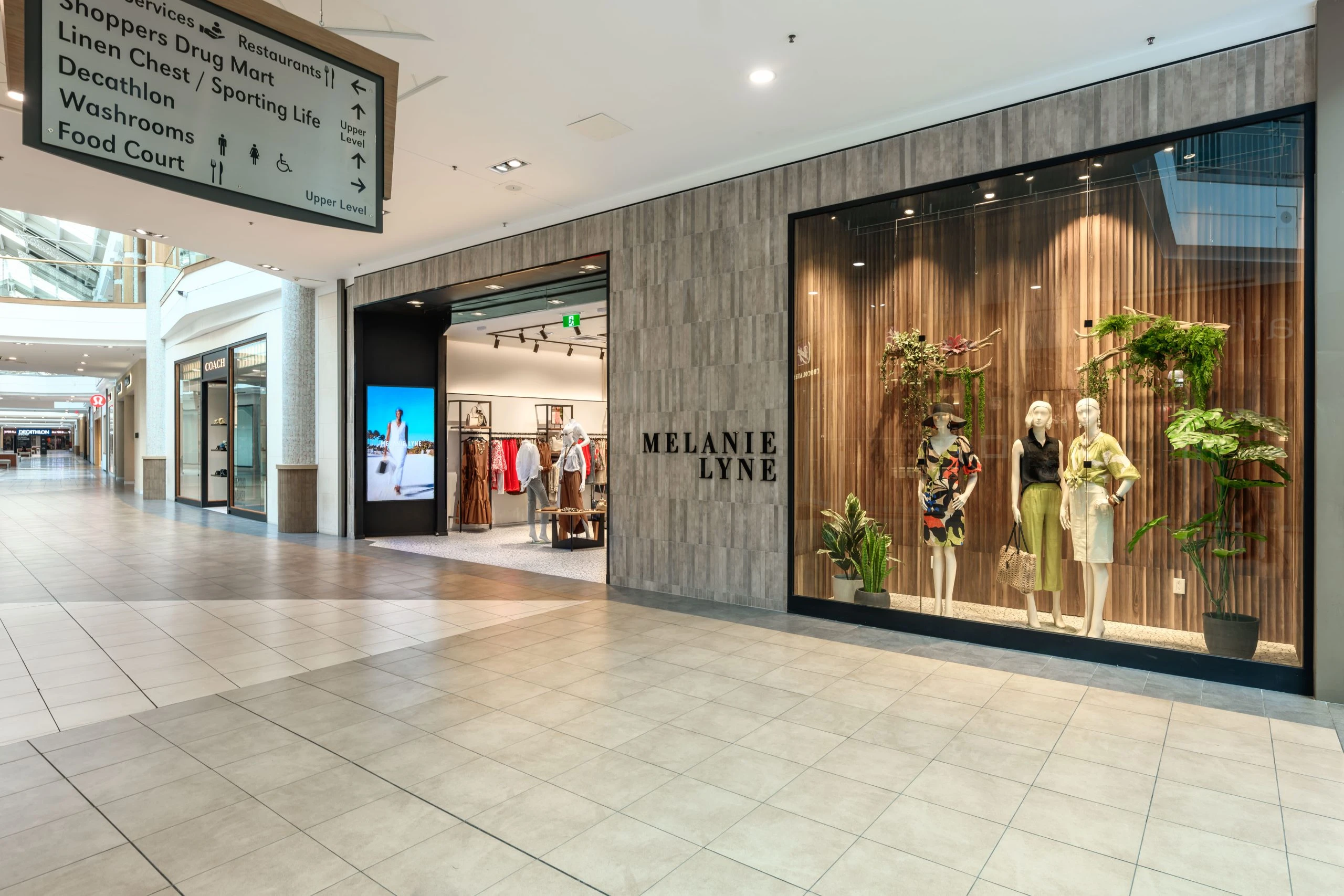 Front of Newly Built Retail Store for Melanie Lyne located in Burlington, ON at Mapleview Mall