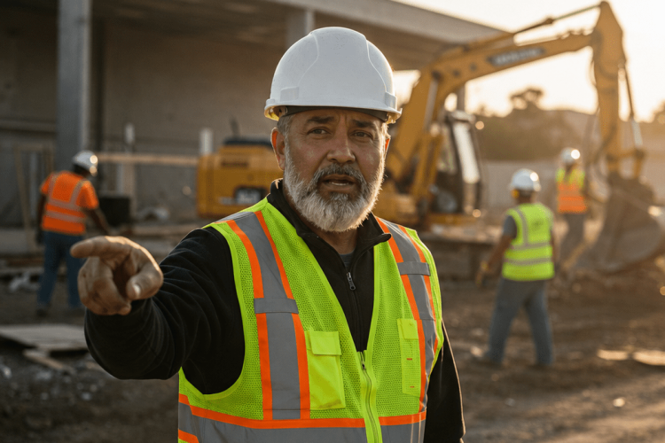 Construction Manager working on-site directing day-to-day site activities and health and safety